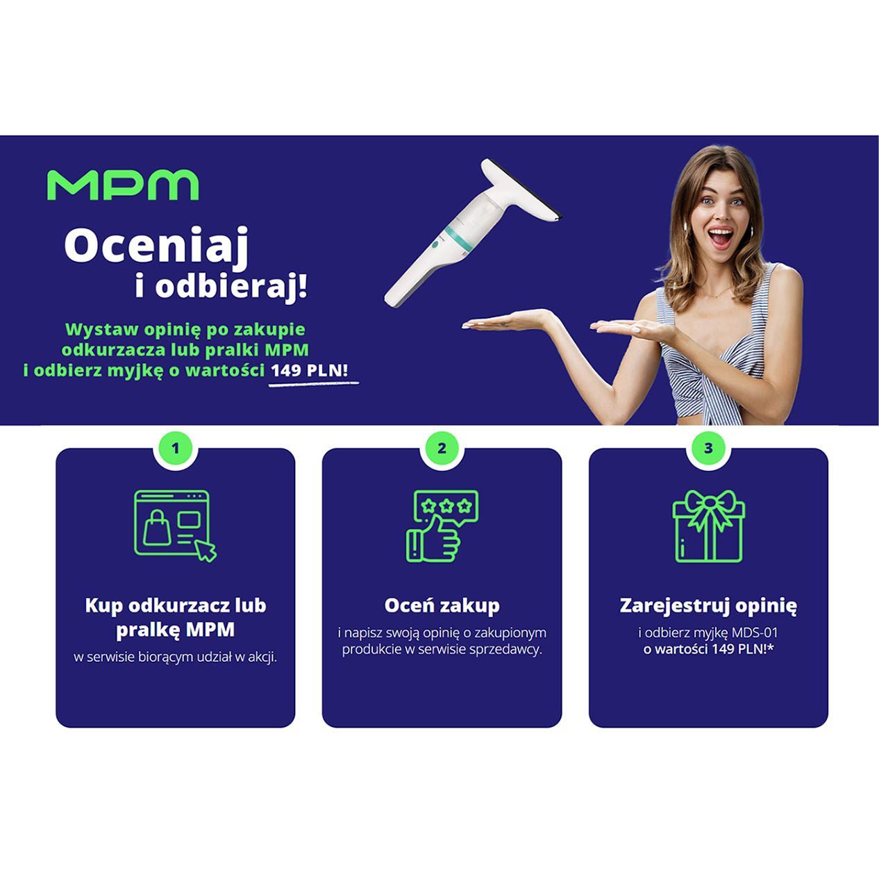 MPM nagradza za opinię – kup pralkę i odbierz myjkę parową!