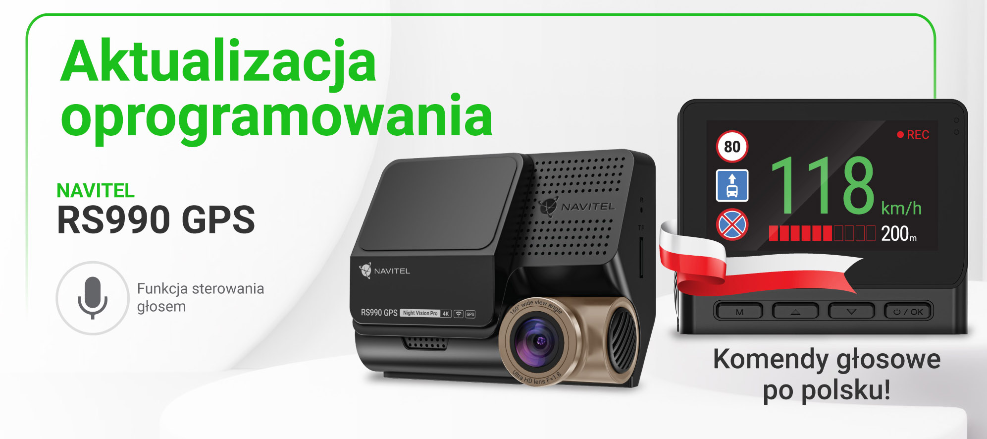 Przełomowa funkcja komend głosowych w języku polskim dostępna w wideorejestratorze NAVITEL RS990 GPS-2