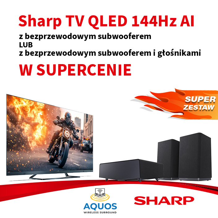 Telewizor Sharp QLED + system dźwięku AQUOS Wireless Surround w promocyjnej cenie