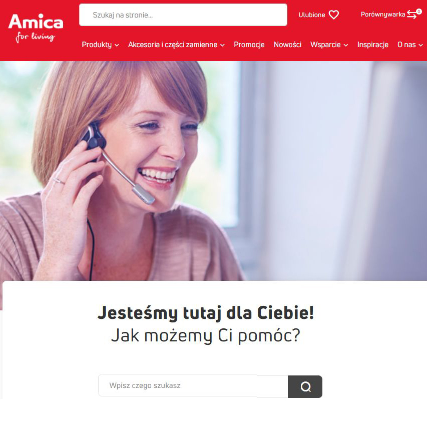 Amica uruchamia nową zakładkę „Wsparcie” – kompleksowa obsługa klienta w jednym miejscu