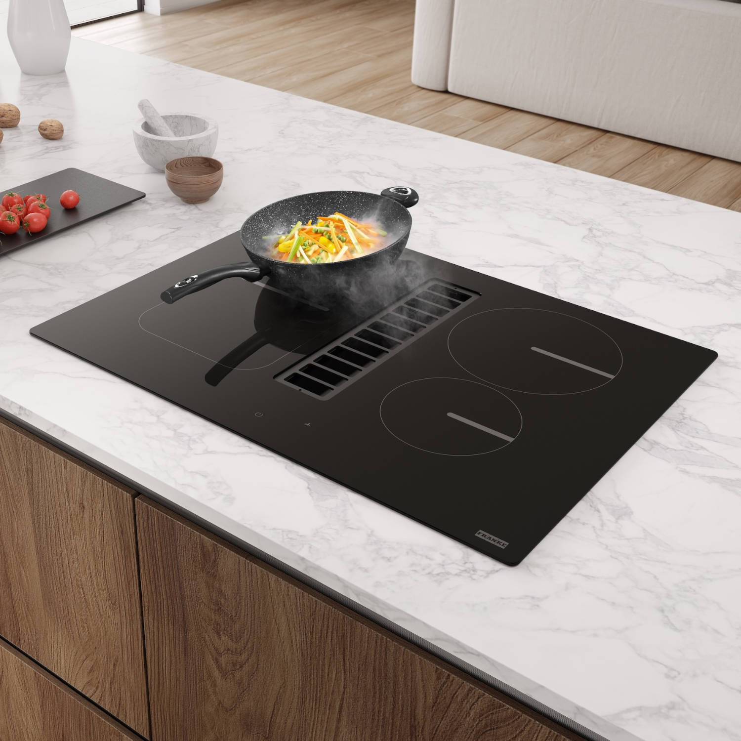 Franke i idea well-living w kuchni. Płyta indukcyjna zintegrowana z okapem w roli głównej