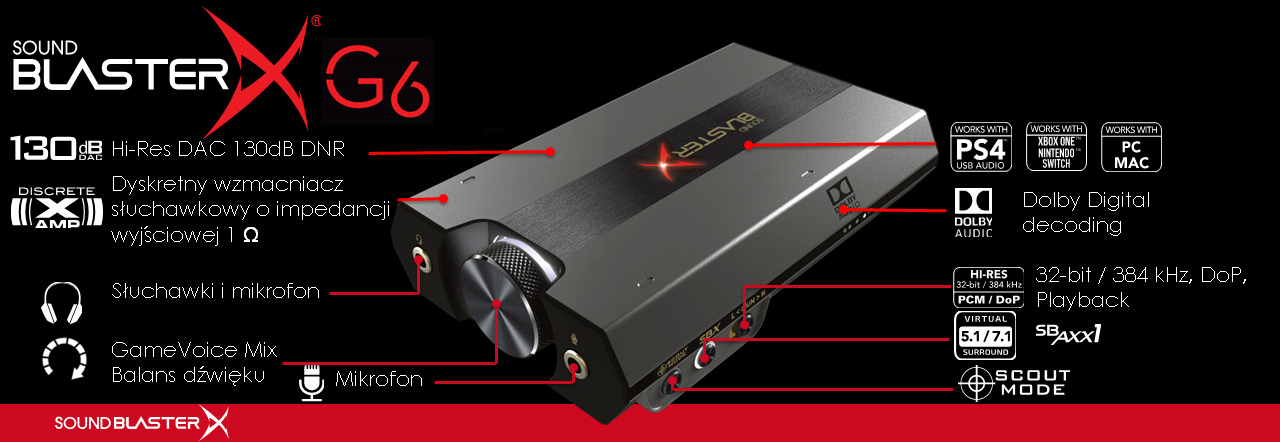 Zewnętrzna karta dźwiękowa Creative Sound BlasterX G6 USB-C-2